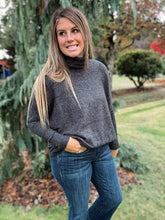 Load image into Gallery viewer, Brushed Black Turtleneck Sweater
