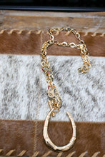 Load image into Gallery viewer, Large Gold Horseshoe Necklace
