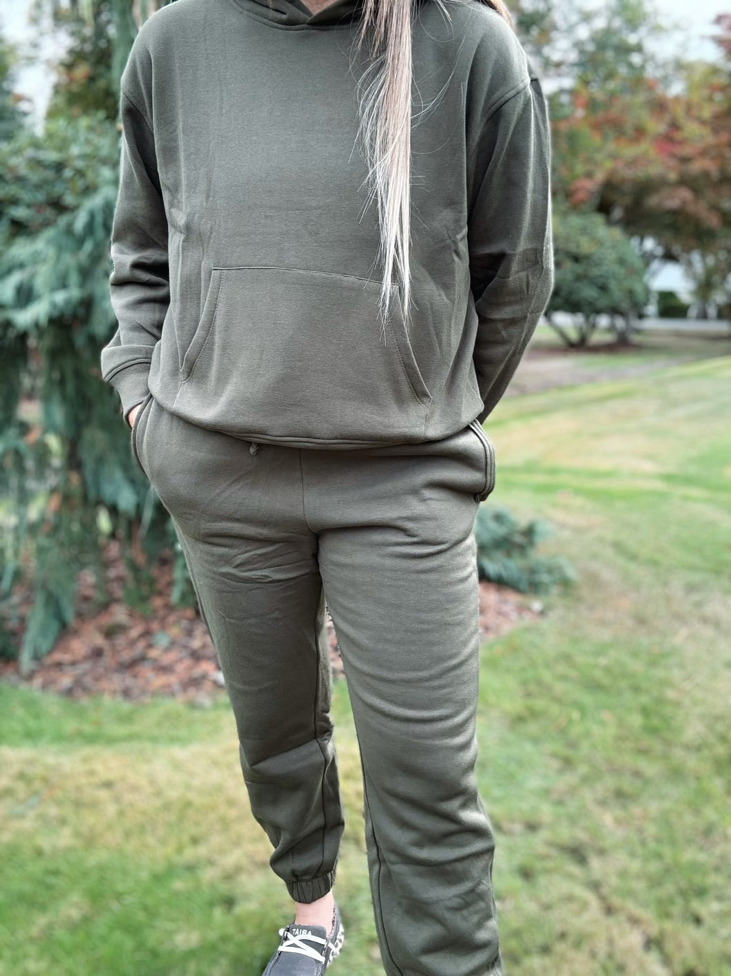 Fleece Drawstring Sweatpants Olive