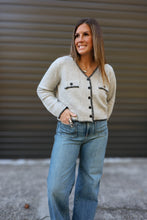 Load image into Gallery viewer, grey sweater with black stitching detail 
