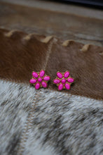 Load image into Gallery viewer, Pink and Gold Flower Stud Earrings
