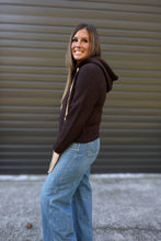 Load image into Gallery viewer, Brown V-Neck Hoodie Sweater
