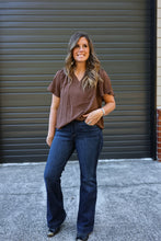 Load image into Gallery viewer, Mocha V-Neck Flutter Sleeve Top
