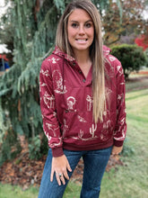 Load image into Gallery viewer, Burgundy Western Desert Hoodie
