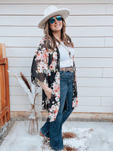Load image into Gallery viewer, Black Floral Chiffon Cardigan

