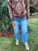 Load image into Gallery viewer, high rise barrel jeans with stretch! the ultimate comfort jean. 
