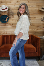 Load image into Gallery viewer, Linen Stripe Ruffle Top
