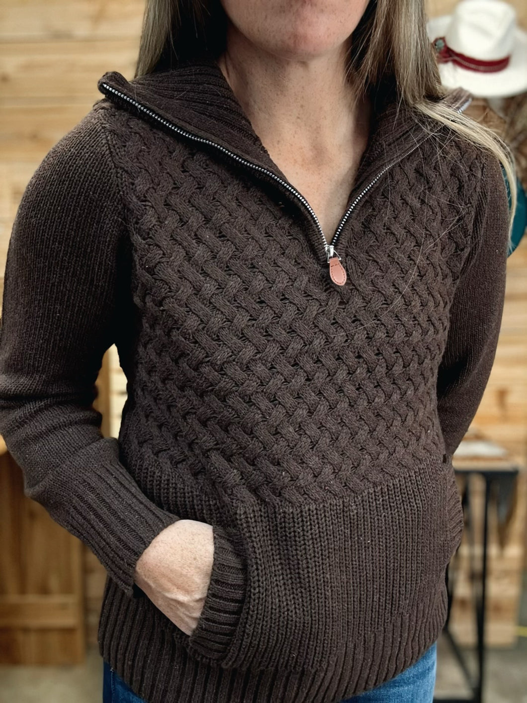 Chocolate Brown Cable Sweater