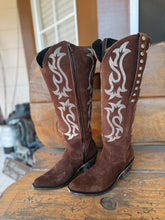 Load image into Gallery viewer, Wide Calf Chocolate Suede Boot

