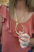 Load image into Gallery viewer, Large Gold Horseshoe Necklace
