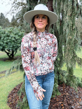 Load image into Gallery viewer, Long Sleeve Floral Mesh Top

