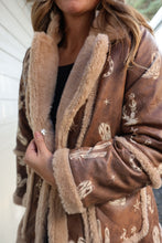 Load image into Gallery viewer, Mocha Western Faux Leather Sherpa Coat
