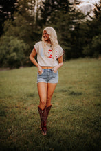 Load image into Gallery viewer, USA Patchwork Short Sleeve Sweater
