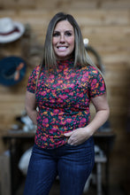 Load image into Gallery viewer, Floral Mesh Short Sleeve Top
