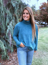 Load image into Gallery viewer, Brushed Teal Turtleneck Sweater

