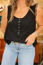 Load image into Gallery viewer, Button Front Black Tank
