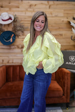 Load image into Gallery viewer, Sheer Yellow Ruffle Blouse
