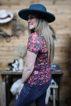 Load image into Gallery viewer, Floral Mesh Short Sleeve Top
