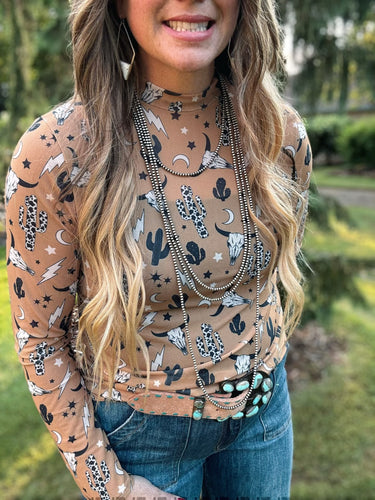 Cow Print Cactus Mesh Tee