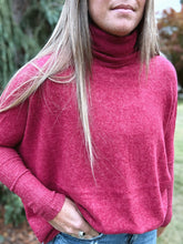 Load image into Gallery viewer, Brushed Turtleneck Sweater Cabernet

