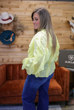 Load image into Gallery viewer, Sheer Yellow Ruffle Blouse
