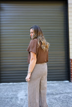 Load image into Gallery viewer, Mocha V-Neck Flutter Sleeve Top
