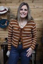 Load image into Gallery viewer, Tie Front Stripe Sweater
