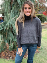Load image into Gallery viewer, Brushed Black Turtleneck Sweater

