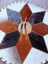 Load image into Gallery viewer, Black &amp; Gold Boho Tassel Earrings
