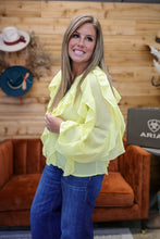 Load image into Gallery viewer, Sheer Yellow Ruffle Blouse
