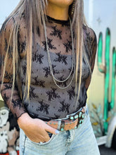 Load image into Gallery viewer, Black Floral Mesh Top
