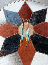 Load image into Gallery viewer, Green &amp; Bone Boho Tassel Earrings
