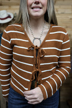 Load image into Gallery viewer, Tie Front Stripe Sweater

