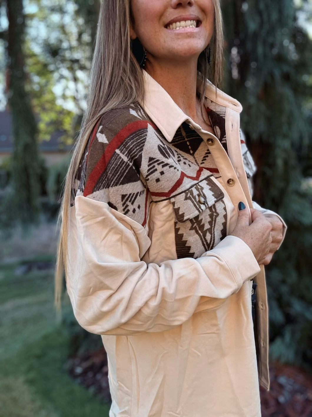 Stone Aztec Shirt Jacket