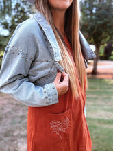 Load image into Gallery viewer, Denim Studded Cropped Jacket
