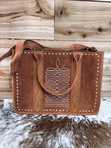 Camel Tooled Bag