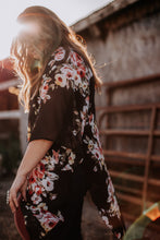 Load image into Gallery viewer, Black Floral Chiffon Cardigan
