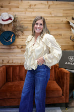 Load image into Gallery viewer, Sheer Ruffle Beige Blouse
