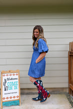 Load image into Gallery viewer, Blue Puff Sleeve Dress
