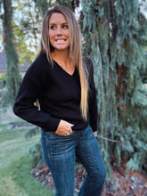 Load image into Gallery viewer, Back Tie V Neck Sweater Black

