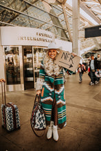 Load image into Gallery viewer, Teal Southwestern Coat with Fur
