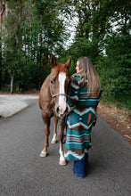 Load image into Gallery viewer, Teal Southwestern Coat with Fur
