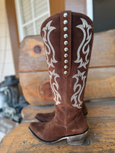 Load image into Gallery viewer, Wide Calf Chocolate Suede Boot
